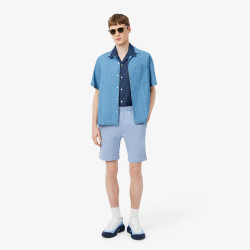 Short Homme Lacoste en molleton gratté de coton biologique Bleu Clair