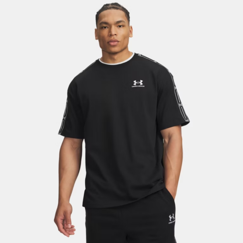 T-shirt à Manches Courtes Homme Under Armour Icon Heavyweight Taped Noir Blanc