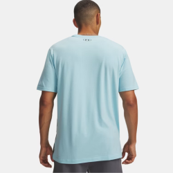 T-shirt à Manches Courtes Homme Under Armour Blend Logo Bleu Opale Rouge Anthem | DM'Sports