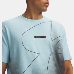 T-shirt à Manches Courtes Homme Under Armour Blend Logo Bleu Opale Rouge Anthem | DM'Sports