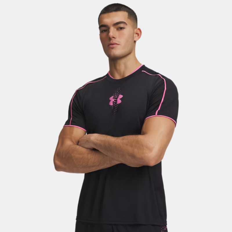 T-shirt à Manches Courtes Homme Under Armour Challenger Noir Rose