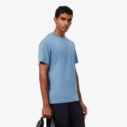 T-shirt Lacoste en coton jersey épais avec bande siglée Bleu