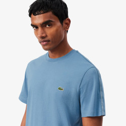 T-shirt Lacoste en coton jersey épais avec bande siglée Bleu