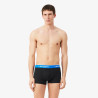 Lot de 3 boxers courts Lacoste – Noir et Bleu – Coton Stretch & Ceinture Siglée