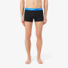 Lot de 3 boxers courts Lacoste – Noir et Bleu – Coton Stretch & Ceinture Siglée