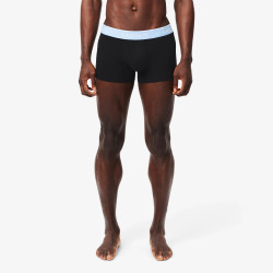Lot de 3 boxers courts Lacoste – Noir et Bleu – Coton Stretch & Ceinture Siglée