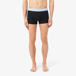 Lot de 3 boxers courts Lacoste – Noir et Bleu – Coton Stretch & Ceinture Siglée