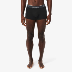 Lot de 3 boxers courts Lacoste – Noir et Bleu – Coton Stretch & Ceinture Siglée