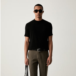 T-shirt KARL LAGERFELD Homme – Coupe Régulière en Coton Stretch-Noir