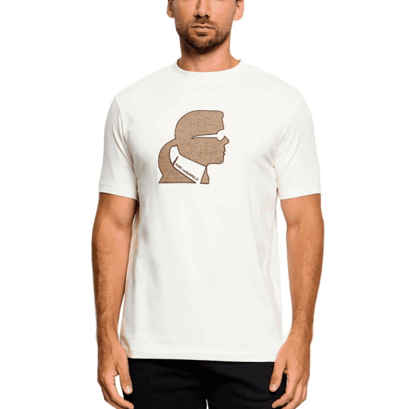 T-shirt KARL LAGERFELD Homme – Regular Fit en Coton Stretch-blanc cassé