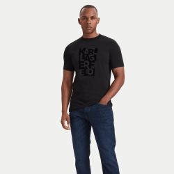 T-shirt KARL LAGERFELD Homme – Coupe Régulière en Coton Stretch-Noir